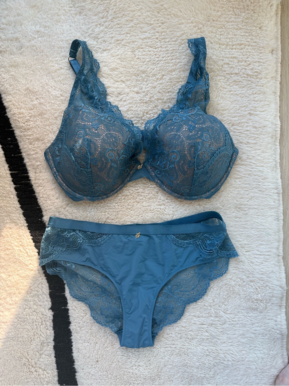 ThirdLove Teal Lace Uplift Plunge Bra & Bikini Brief Set